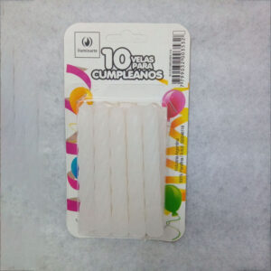 VELAS CUMPLE BLANCO 10 U