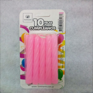 VELAS CUMPLE ROSA 10U
