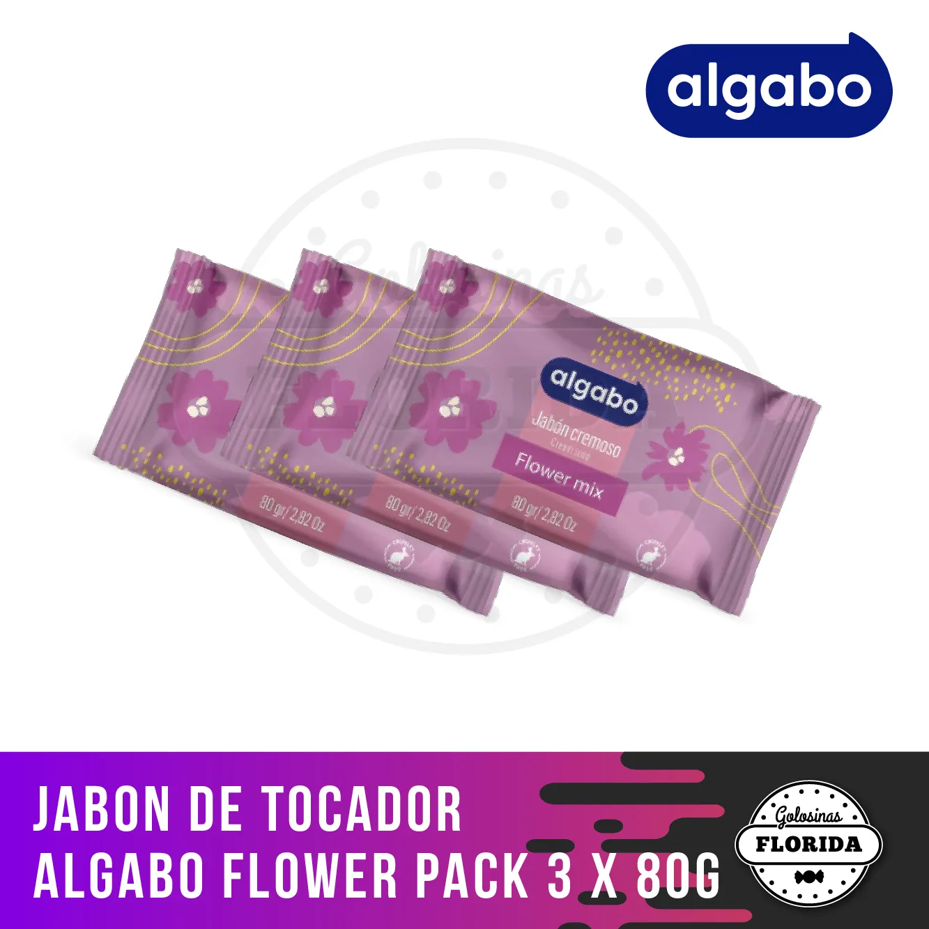 JABON DE TOCADOR ALGABO FLOWER PACK 3X80g